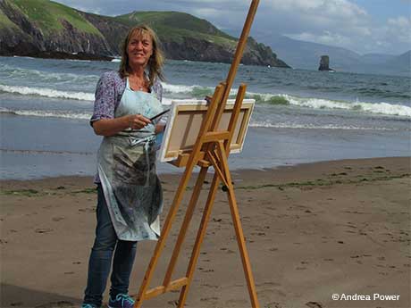 Andrea Power Dingle Artist on Doonsheane Beach Dingle Peninsula Wild Atlantic Way