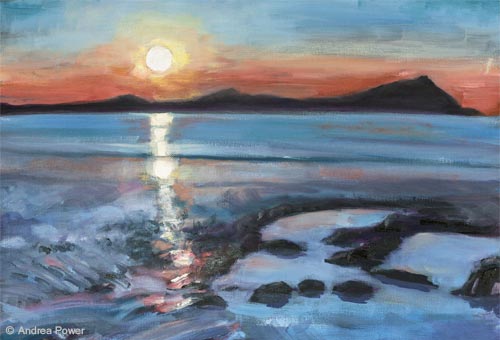 Sunset Over the Three Sisters by Andrea Power Dingle Artist on the Wild Atlantic Way