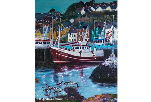 Visitors to Dingle Marina by Andrea Power Dingle Artist on the Wild Atlantic Way